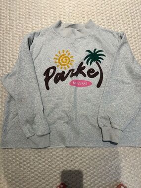 Parker Heather Gray Sweatshirt with Green Accent
